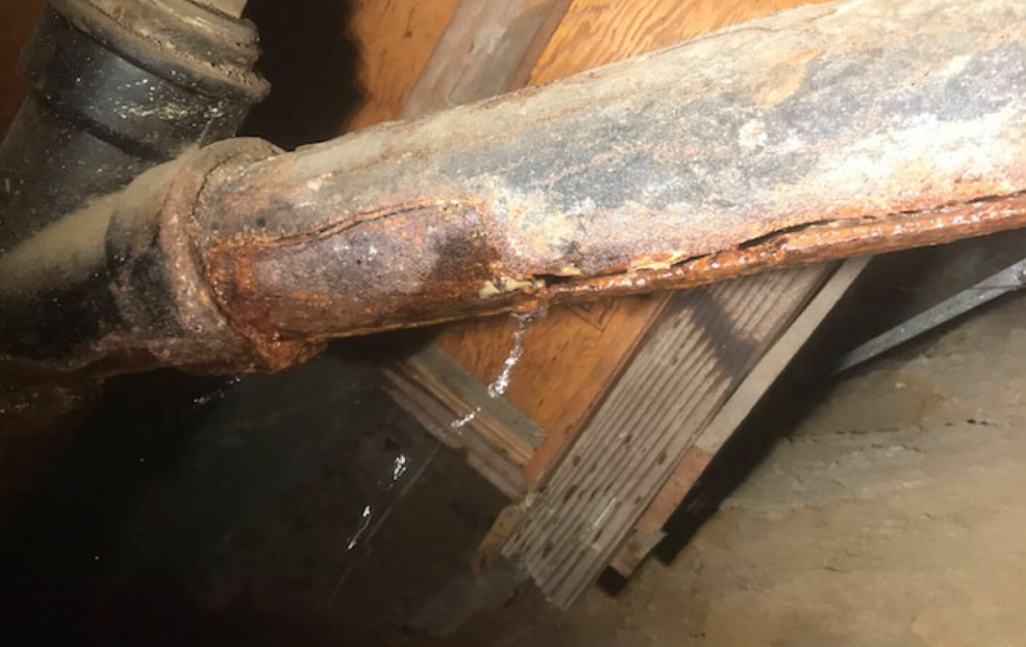 Corroded pipe section removed by Flood Brothers