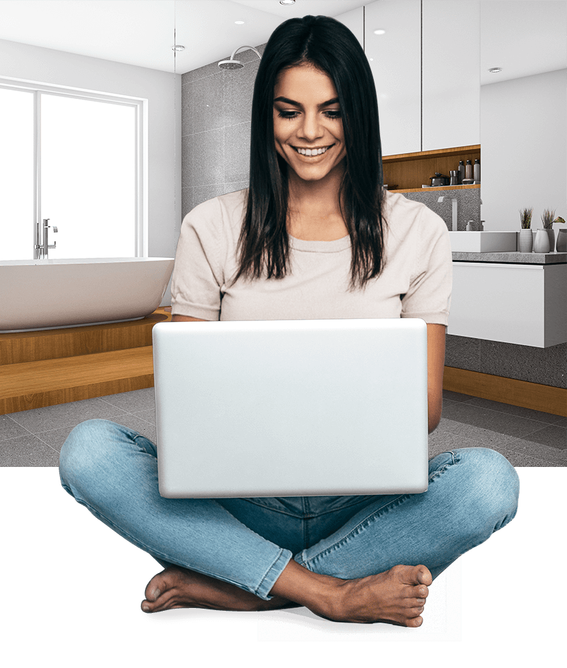 Woman enjoying her laptop in the living room
