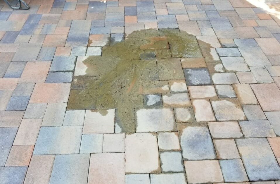 Shot of outdoor tiles with a big stain