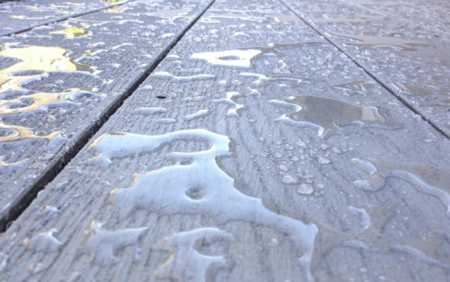 Close up shot of a wet wooden floor