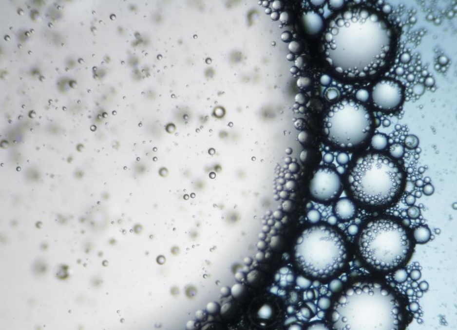 Zoomed in shot of water bubbles
